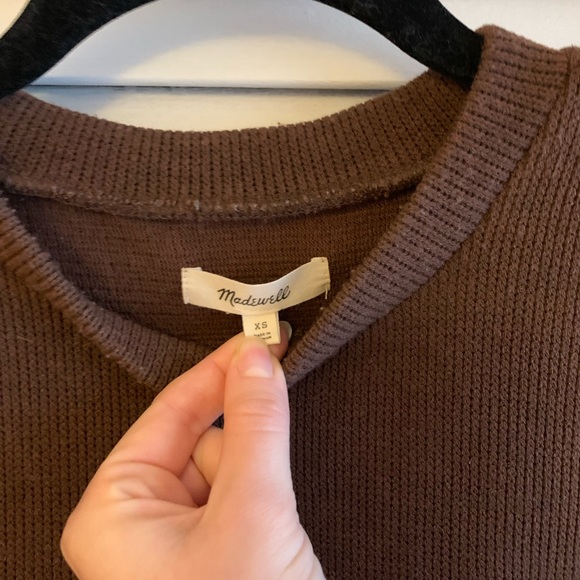 Madewell Chocolate Brown Sweater with Bubble Sleeves - Picture 4 of 5
